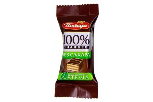 Конфеты Победа вкуса 100% Charged вафельные в горьком шоколаде без сахара, 150 г